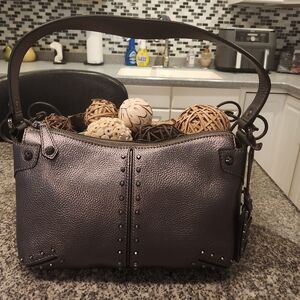 Michael Kors NWOT Astor large studded leather pouchette bag in Gunmetal